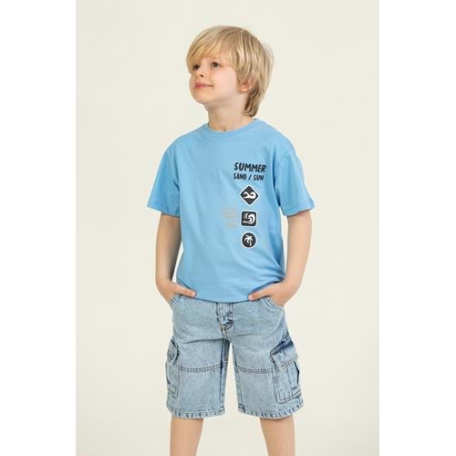 7713 ÇOCUK KARGO CEPLİ KOT ŞORT