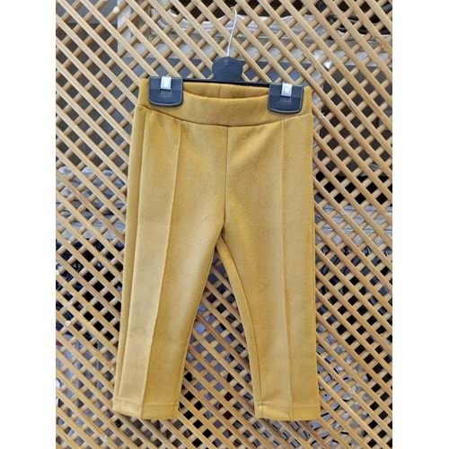 1158 ÇOCUK DİKİŞ DETAYLI SÜET TAYT (HARDAL)