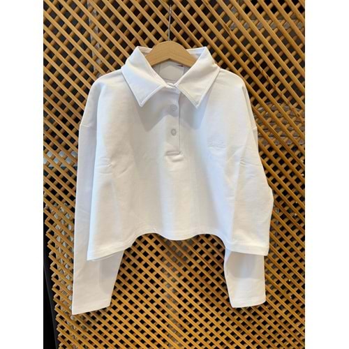 225271 ÇOCUK ÖNDEN DÜĞMELİ YAKALI OVERSİZE CROP SWEAT - PD KIDS