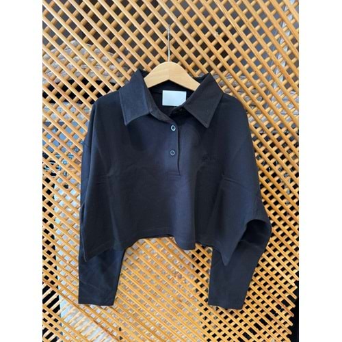 225271 ÇOCUK ÖNDEN DÜĞMELİ YAKALI OVERSİZE CROP SWEAT - PD KIDS