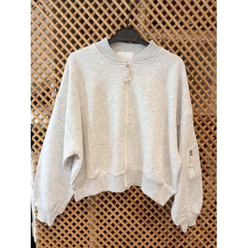 225273 ÇOCUK FERMUARLI PAMUK KOTON OVERSİZE SWEAT HIRKA