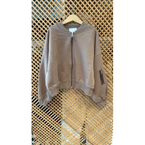 225273 ÇOCUK FERMUARLI PAMUK KOTON OVARSİZE SWEAT HIRKA - PD KIDS