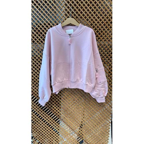225273 ÇOCUK FERMUARLI PAMUK KOTON OVARSİZE SWEAT HIRKA - PD KIDS