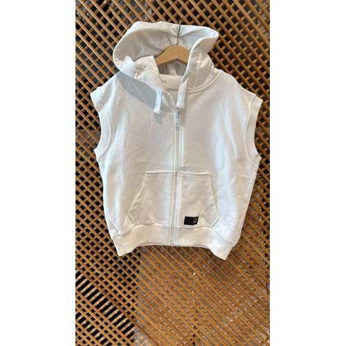 124238 ÇOCUK FERMUARLI PAMUK KOTON KAPÜŞONLU CEPLİ OVERSİZE YELEK - PD KIDS