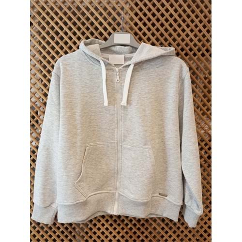 225270 ÇOCUK KAPÜŞONLU PAMUK KOTON OVERSİZE SWEAT HIRKA