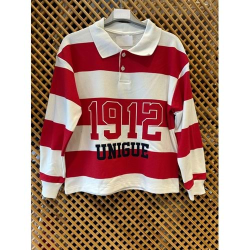 9763 ÇOCUK YAKALI SIRT BASKILI PAMUK KOTON SWEAT - KIRMIZI - 10/11 - ST000002129-KIRMIZI-10/11