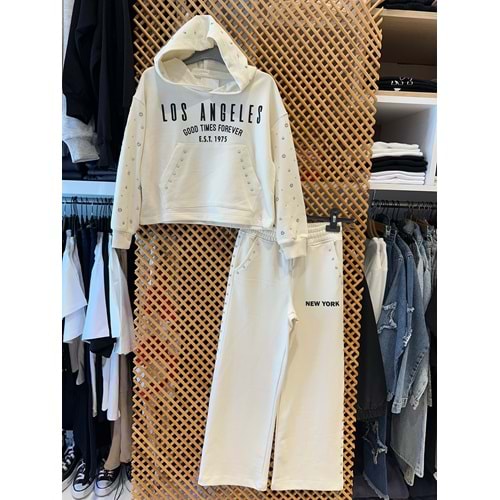 9854 ÇOCUK TAŞ VE KUŞGÖZÜ BASKILI TAKIM - PD KIDS - ÇOCUK - KREM - 10/11 - ST000002134-KREM-10/11