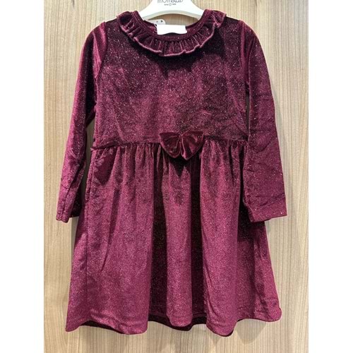 6773 KIZ ÇOCUK YAKASI FIRFIRLI KADİFE SİMLİ ELBİLSE