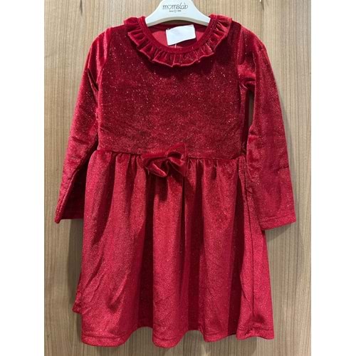 6773 KIZ ÇOCUK YAKASI FIRFIRLI KADİFE SİMLİ ELBİLSE