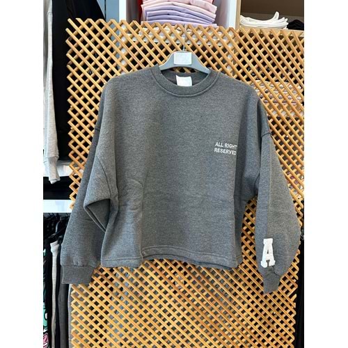 124247 ÇOCUK KOLU APLİKELİ İÇİ ŞARDONLU OVERSİZE SWEAT
