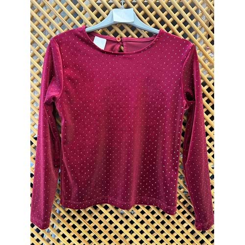 9939 ÇOCUK TAŞLI KADİFE BLUZ