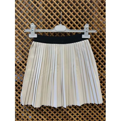 9017 ÇOCUK BELİ LASTİKLİ PLİSE DERİ ETEK