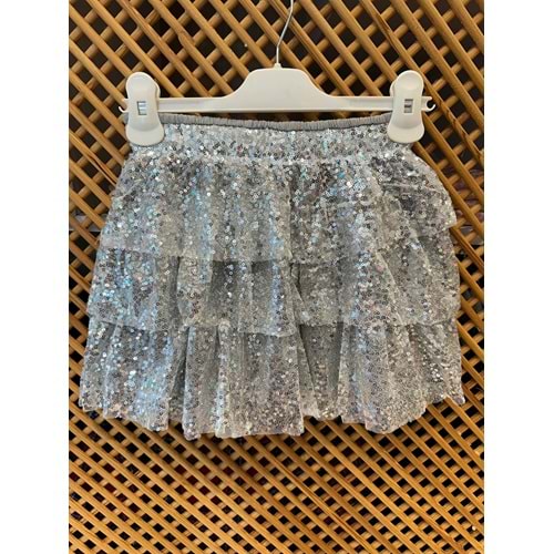 4953 ÇOCUK İÇİ PAMUK ASTAR BELİ LASTİKLİ PAYETLİ ETEK