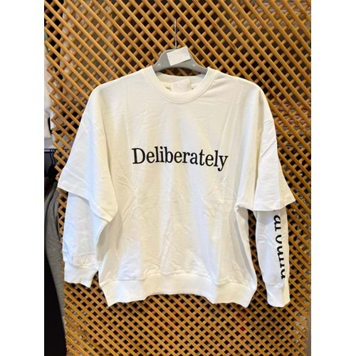 124230 ÇİFT KOLLU NAKIŞLI OVERSİZE SWEAT