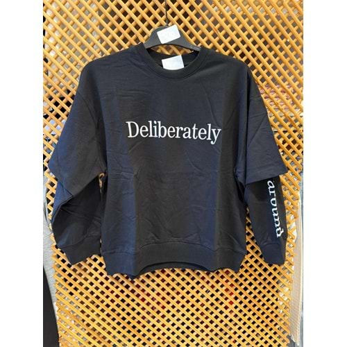 124230 ÇİFT KOLLU NAKIŞLI OVERSİZE SWEAT