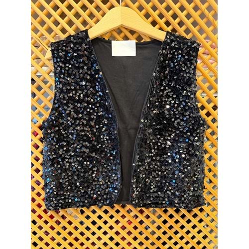 4925 ÇOCUK KADİFE PAYETLİ YELEK