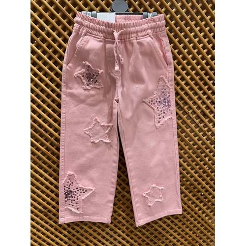 0674 ÇOCUK PAYETLİ YILDIZ APLİKELİ KOT PANTOLON