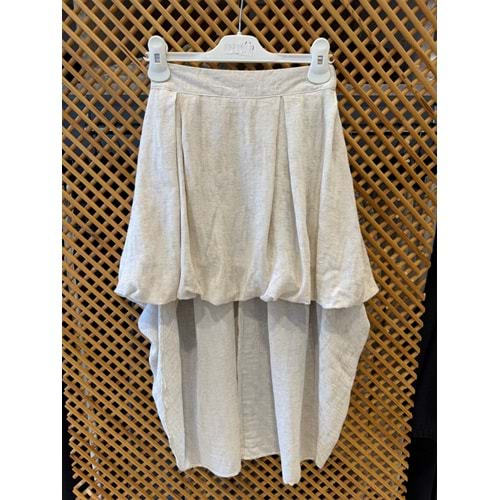 75840 ÇOCUK KETEN ARKA BELİ LASTİKLİ ÖNÜ KISA ARKASI UZUN ETEK