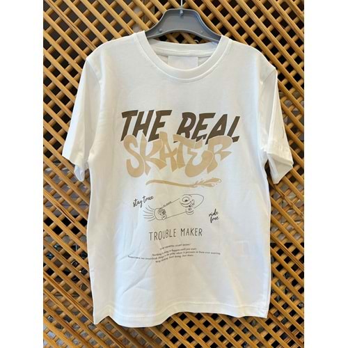 7741 ÇOCUK ÖNÜ KAYKAY VE YAZI BASKILI TİŞÖRT