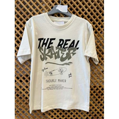 7741 ÇOCUK ÖNÜ KAYKAY VE YAZI BASKILI TİŞÖRT