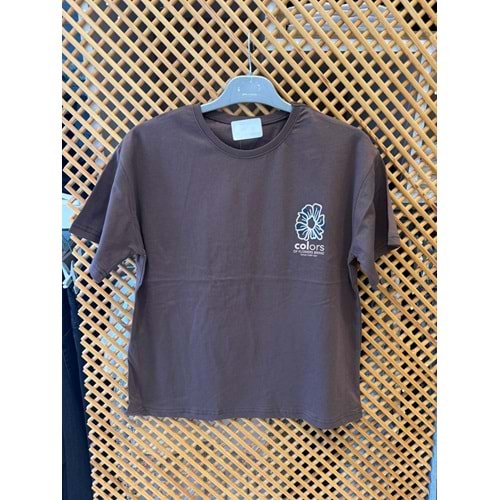 31387 ÇOCUK ÖNÜ VE SIRTI ÇİÇEK BASKILI TİŞÖRT