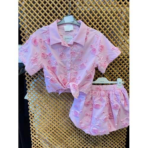 0789 ÇOCUK BAĞLAMALI GÖMLEK BALON ETEK TAKIM