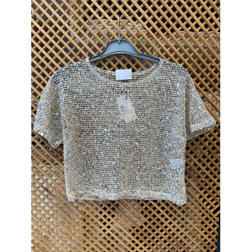 2319 ÇOCUK PAYETLİ KISA KOLLU FİLE BLUZ