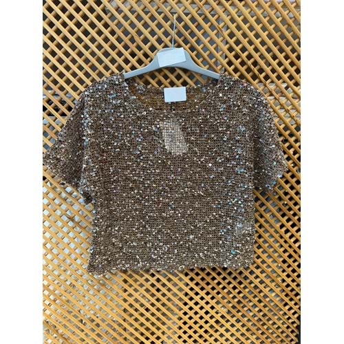 2319 ÇOCUK PAYETLİ KISA KOLLU FİLE BLUZ