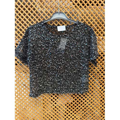 2319 ÇOCUK PAYETLİ KISA KOLLU FİLE BLUZ