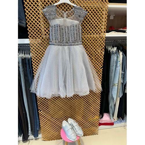 4662 ÇOCUK PAYETLİ KLOŞ ETEKLİ ABİYE ELBİSE