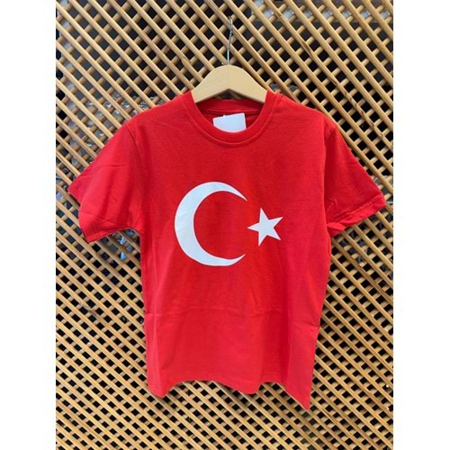 5951 ÇOCUK PAMUKLU PENYE AY YILDIZ BASKILI KISA KOLLU TİŞÖRT