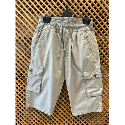 J8560914 ÇOCUK İNCE DOKUMA KUMAŞ KARGO CEPLİ ŞORT