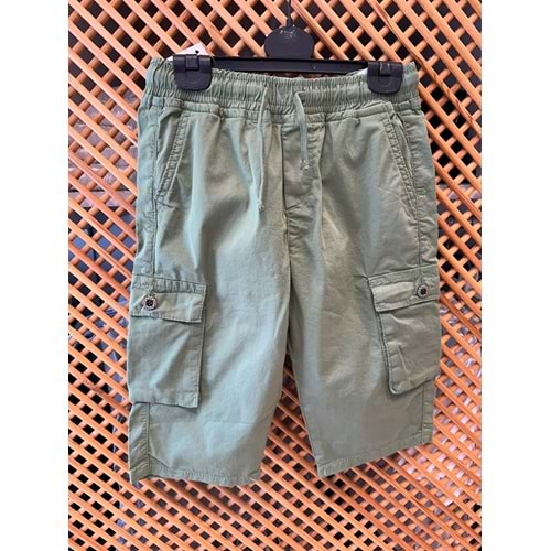 J8560914 ÇOCUK İNCE DOKUMA KUMAŞ KARGO CEPLİ ŞORT