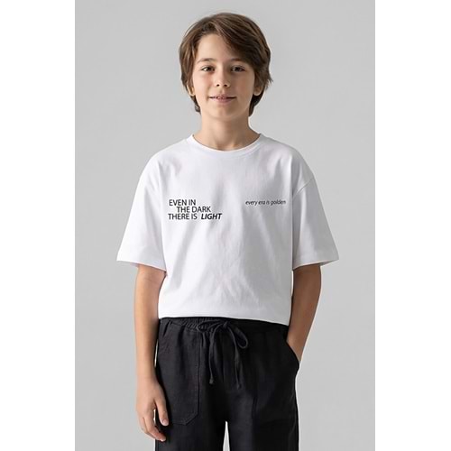 7780 ÇOCUK ÖNÜ VE ARKASI YAZILI BASKILI TİŞÖRT