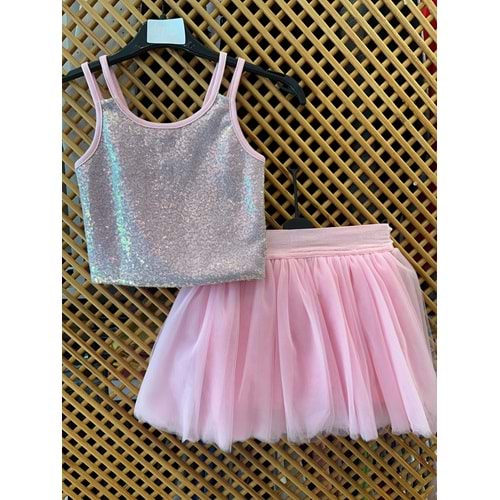 11515 ÇOCUK PAYETLİ CROP PAMUK PENYE TAYTLI PRENSES TÜTÜ TAKIM