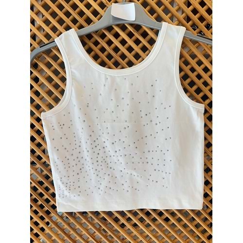 31320 ÇOCUK PAMUK PENYE ÖNÜ TAŞ DETAYLI ASKILI BADİ