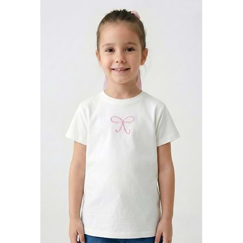 0347 ÇOCUK PEMBE NAKIŞLI SIRT BASKILI TİŞÖRT