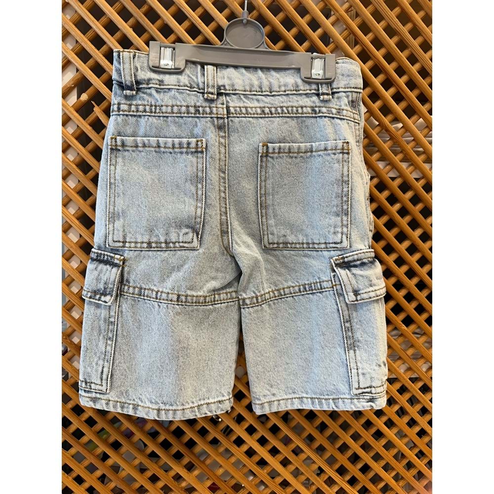 7713 ÇOCUK KARGO CEPLİ KOT ŞORT