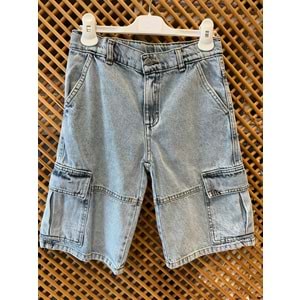 7713 ÇOCUK KARGO CEPLİ KOT ŞORT