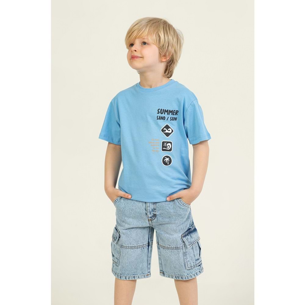 7714 ÇOCUK KARGO CEPLİ KOT ŞORT