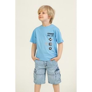 7714 ÇOCUK KARGO CEPLİ KOT ŞORT