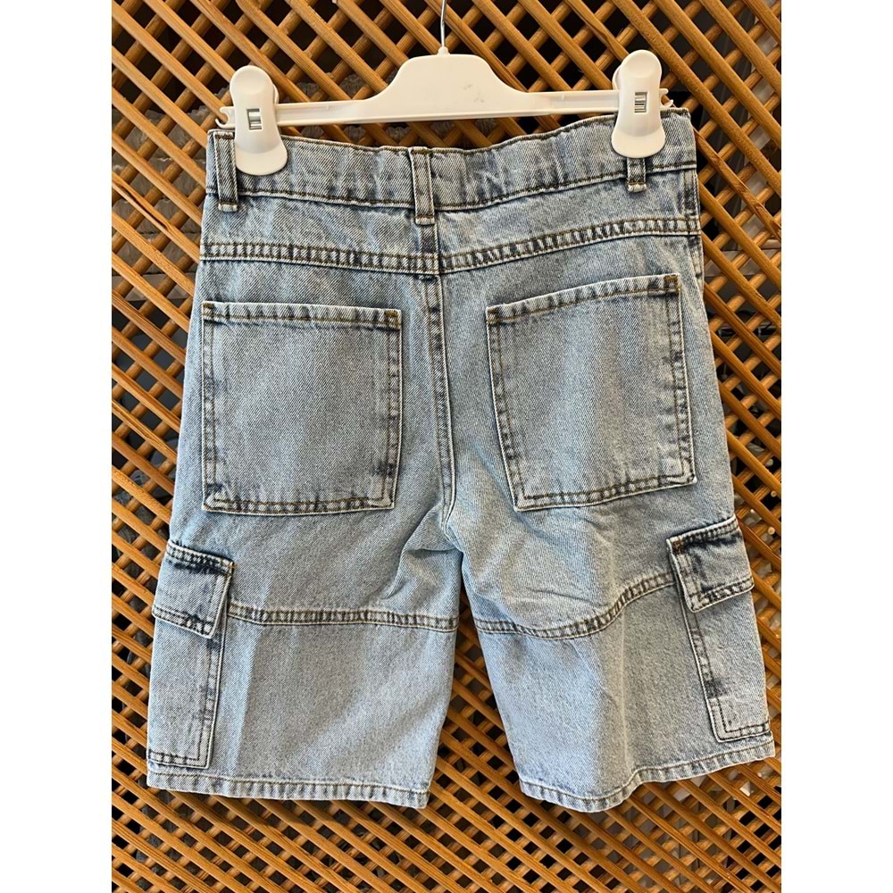 7714 ÇOCUK KARGO CEPLİ KOT ŞORT