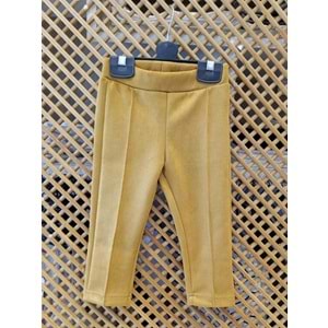 1158 ÇOCUK DİKİŞ DETAYLI SÜET TAYT (HARDAL)