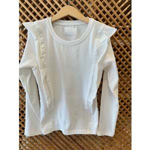 36087 ÇOCUK PAMUK PENYE YANLARI FIRFIRLI PAYET DETAY UZUN KOLLU BADİ - PD KIDS