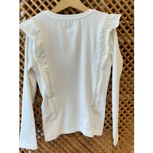 36087 ÇOCUK PAMUK PENYE YANLARI FIRFIRLI PAYET DETAY UZUN KOLLU BADİ - PD KIDS