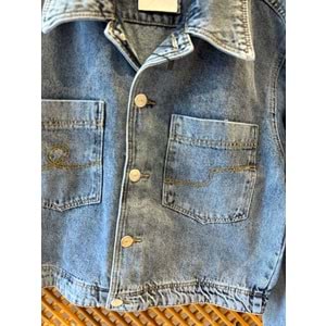 25167 ÇOCUK MEVSİMLİK CEPLİ İNCE KOT CEKET - PD KIDS