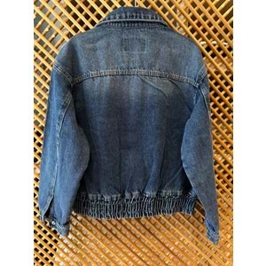 25180 ÇOCUK BELİ LASTİK DETAYLI KAPAKLI FERMUARLI KOT CEKET - PD KIDS