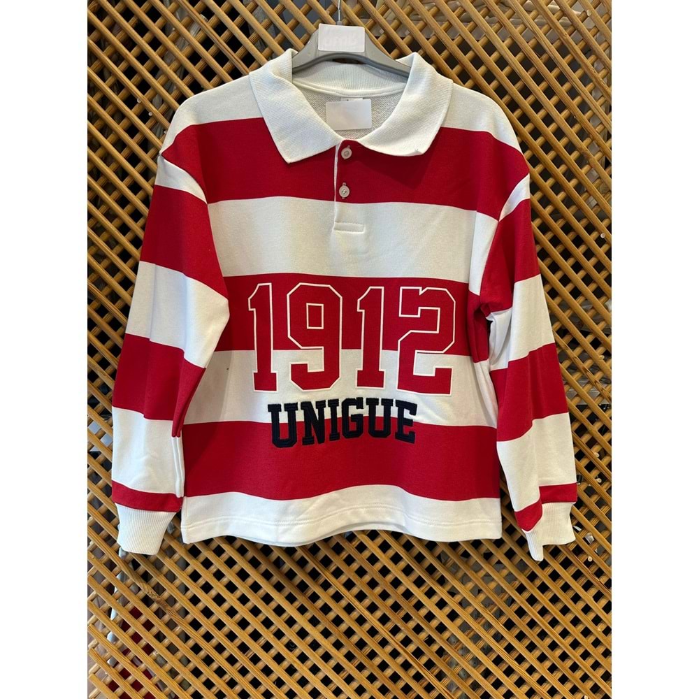 9763 ÇOCUK YAKALI SIRT BASKILI PAMUK KOTON SWEAT - KIRMIZI - 10/11 - ST000002129-KIRMIZI-10/11