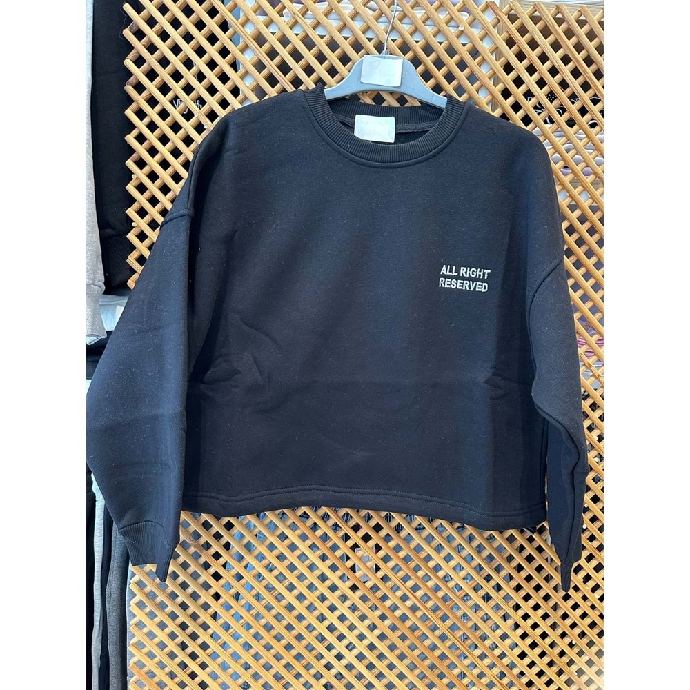 124247 ÇOCUK KOLU APLİKELİ İÇİ ŞARDONLU OVERSİZE SWEAT