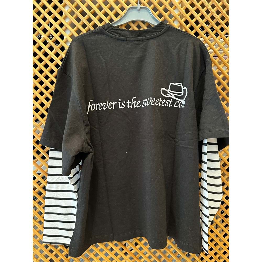 225240 ÇOCUK ÇİFT KOLLU ARKASI NAKIŞLI TİŞÖRT